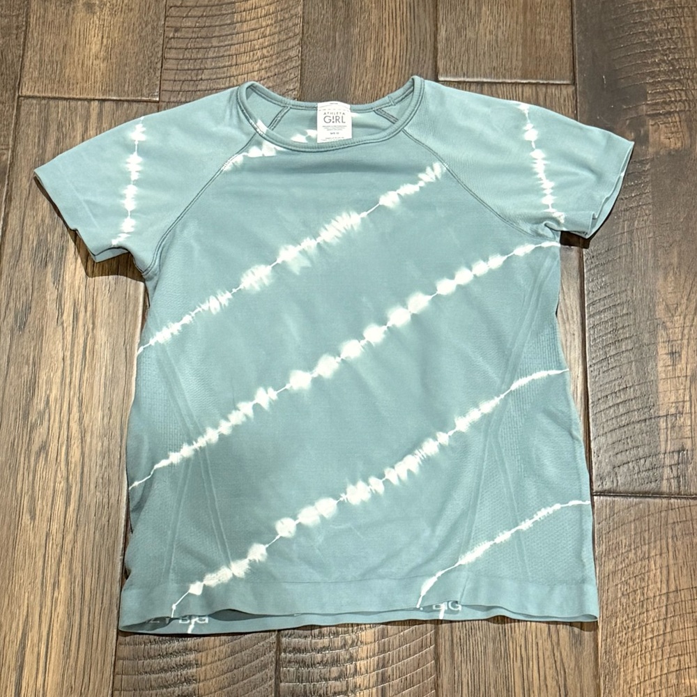 Athleta Girl Teal Tie-Dye Performance T-Shirt, Size 8-10